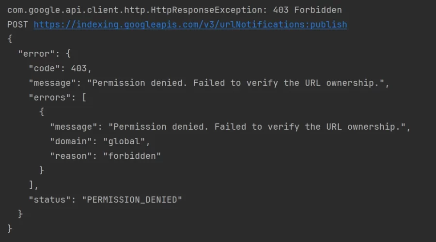 구글 Indexing API 403 Permission denied 해결방법