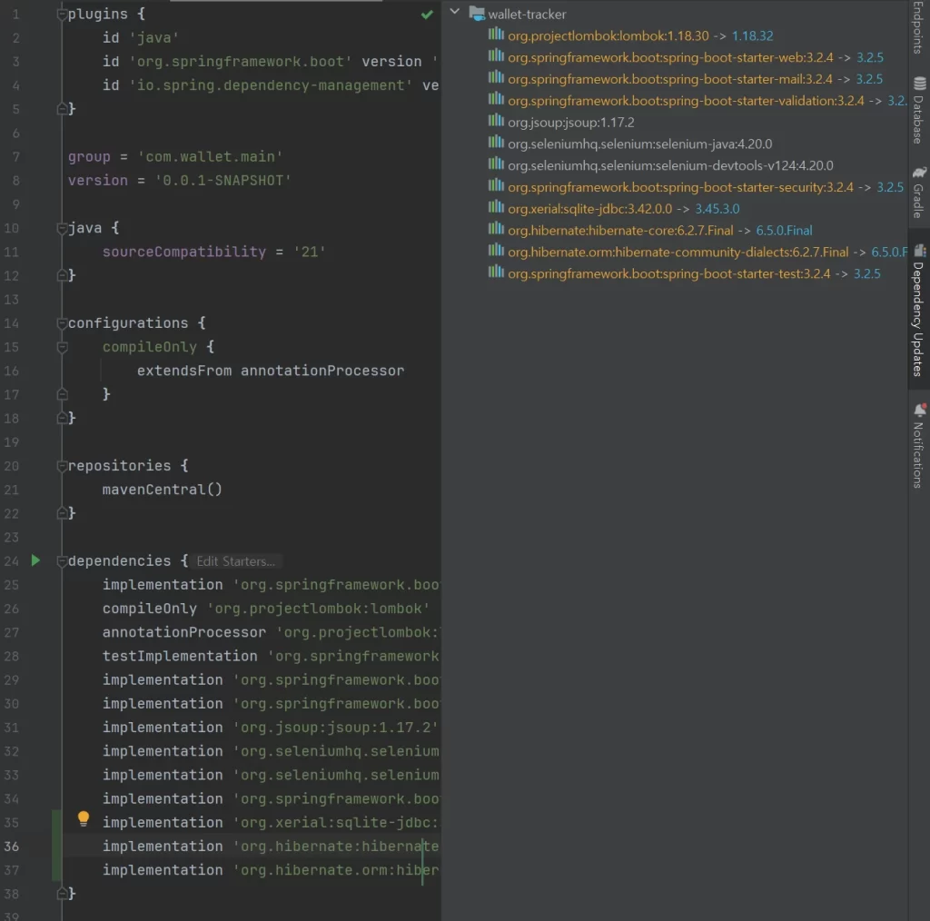 인텔리제이 Gradle Dependency 최신 버전 보는 방법